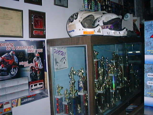 trophies for unicycle, bicycle, motorcycle, auto racing, three wheeler, ice racing, pinewood derby and rocket races.